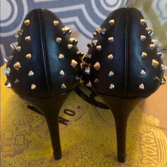 Black Stilettos W/ Gold and Sliver Studs (used 1x) - Picture 2 of 9